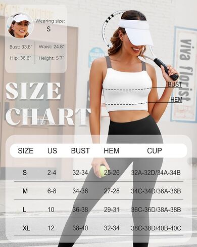 XUNYU حمالات صدر رياضية طويلة للنساء - قمصان بدون أكمام للتمرين برقبة مربعة مع حمالة صدر مدمجة وقمصان يوجا رياضية in Kuwait