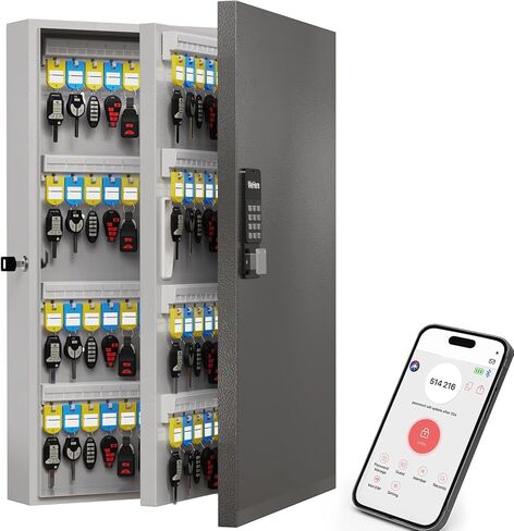 صندوق قفل WeHere 24 مفتاحًا، 16 خزانة مفاتيح مع قفل مركب وعلامات مفاتيح، صندوق قفل مثبت على الحائط منظم للمفاتيح، تخزين أمان المفاتيح للجراج، المكتب، هولتيل، المنزل in Kuwait