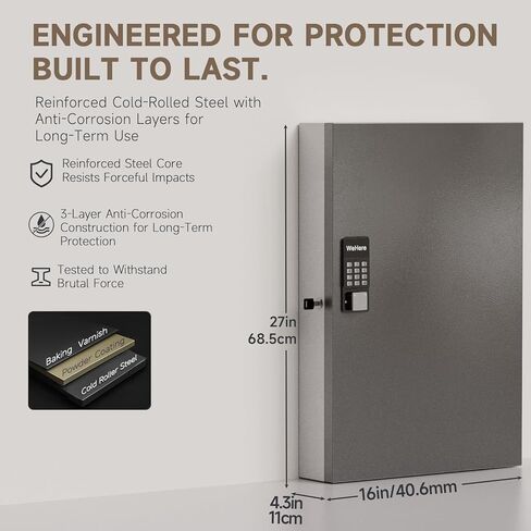 صندوق قفل WeHere 24 مفتاحًا، 16 خزانة مفاتيح مع قفل مركب وعلامات مفاتيح، صندوق قفل مثبت على الحائط منظم للمفاتيح، تخزين أمان المفاتيح للجراج، المكتب، هولتيل، المنزل in Kuwait