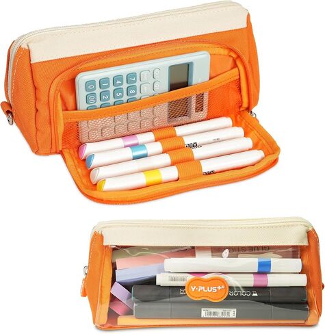 YPLUS 33 PCS Stationery Set for Students, Aesthetic School Supplies in Big Capacity Pencil Case, Colored Pencils Glitter Pens Eraser Sharpener Stickers Pack, Blue in Saudi Arabia