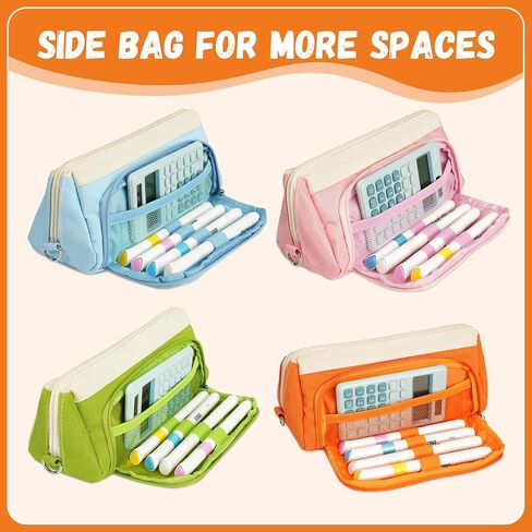 YPLUS 33 PCS Stationery Set for Students, Aesthetic School Supplies in Big Capacity Pencil Case, Colored Pencils Glitter Pens Eraser Sharpener Stickers Pack, Blue in Saudi Arabia