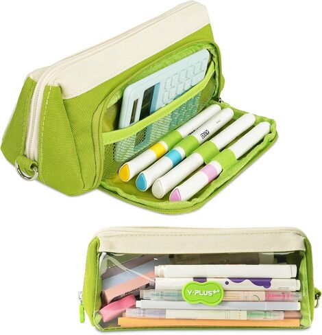 YPLUS 33 PCS Stationery Set for Students, Aesthetic School Supplies in Big Capacity Pencil Case, Colored Pencils Glitter Pens Eraser Sharpener Stickers Pack, Blue in Saudi Arabia