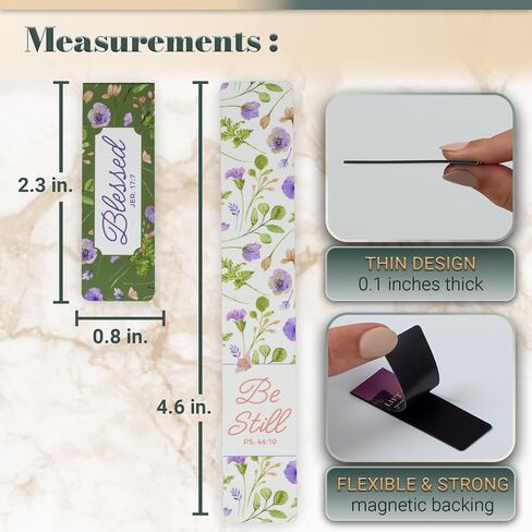 Christian Art Gifts Set of 6 Beloved Scripture Favorites with Abstract Scenic Bookmark Rectangular Folded Magnetic Pastel Design Inspirational Magnetic Bible Verse Bookmark, Size Small 2.3" x 0.8" in Kuwait