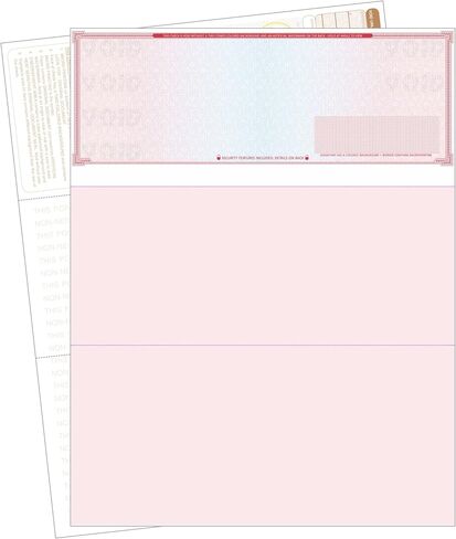 High Security Check Paper - 50 Count, Blank Checks for Business with Artificial Watermarks, Compatible with QuickBooks, Check Stock Paper Printable with Laser & Inkjet - Red/Blue Mazed Check on Top in Saudi Arabia
