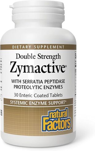 Natural Factors - Zymactive Proteolytic Enzyme Double Strength, Supports a Healthy Inflammatory Response to Help Muscle and Joint Function, Gluten Free, Non-GMO, 30 Enteric Coated Tablets in Kuwait