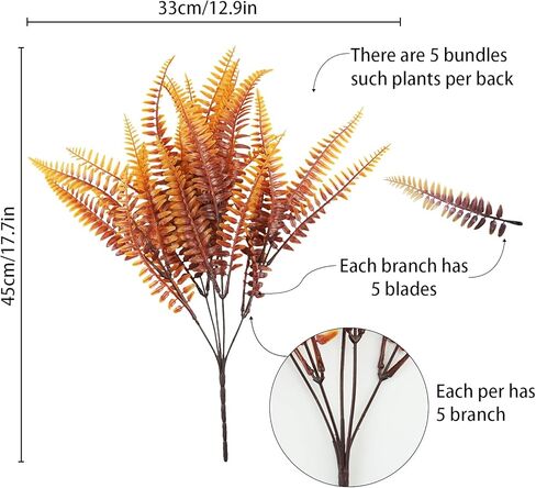 Uieke 6PCS Artificial Fall Flowers Outdoor UV Resistant, 3PCS Fall Fake Plants with 3PCS Autumn Boston Fern Plants Bushes for Outside Garden Front Porch Sidewalk Window Box Fall Décor Orange in Kuwait