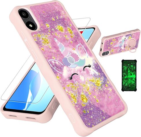 jioeuinly Ans Artia Case Compatible with Ans Artia ACK2326 Phone Case Cover [with Tempered Glass Screen Protector][Hard PC + Soft Silicone][Gold Glitter+Luminous] JSF-DJS in Kuwait