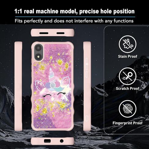 jioeuinly Ans Artia Case Compatible with Ans Artia ACK2326 Phone Case Cover [with Tempered Glass Screen Protector][Hard PC + Soft Silicone][Gold Glitter+Luminous] JSF-DJS in Kuwait