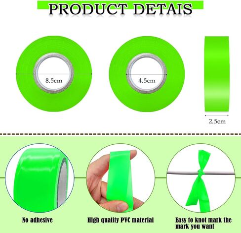 10 Pack Flourescent White Flagging Tape, Non-Adhesive Plastic Ribbon Neon Marking Roll,1inch*2000ft, Marking Tape for Tree Marking, Hunting, Boundaries and Hazardous Areas,Trail Marking in Kuwait