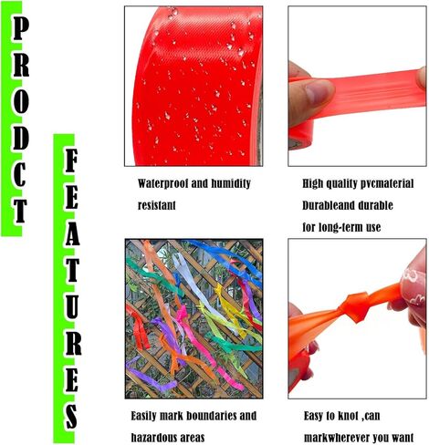 10 Pack Flourescent White Flagging Tape, Non-Adhesive Plastic Ribbon Neon Marking Roll,1inch*2000ft, Marking Tape for Tree Marking, Hunting, Boundaries and Hazardous Areas,Trail Marking in Kuwait