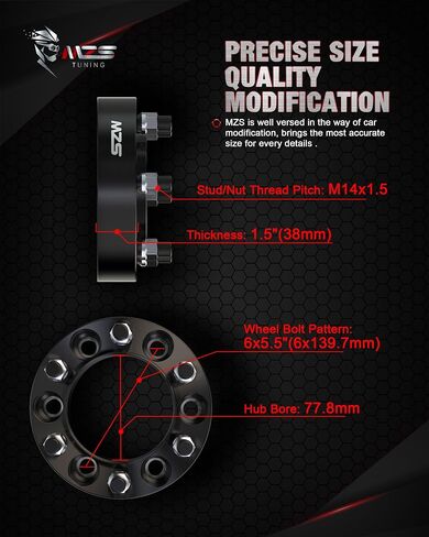 MZS Wheel Spacers, 1.5" Thick 6X135 with 87.1mm Hub Bore M14x1.5 Studs Hubcentric Wheel Spacers Compatible with 2015-2024 F150 | 2015-2023 Expedition Navigator - Pack of 4 in Saudi Arabia