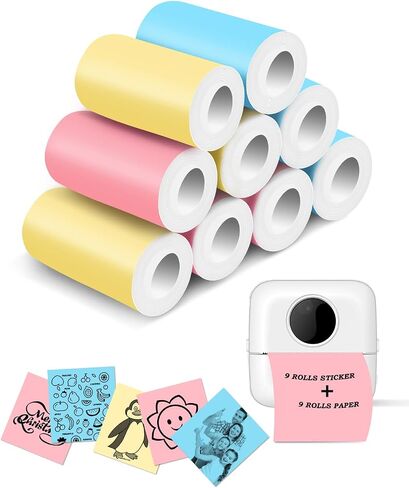 Mini Printer Sticker Paper, 10 Rolls Thermal Printer Sticker Paper 57 X 25mm, Printable Sticker Paper for Mini Printer Paper and Most Instant Print Cameras in Saudi Arabia