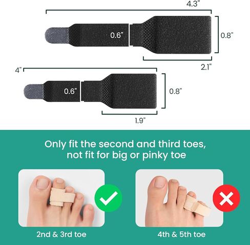 Welnove Hammer Toe Straightener - 8 Pack of Hammer Toe Splints - Toe Cushioned Bandages, Toe Corrector for Overlapping Toes, Toe Splints for Crooked Toes, Curled Toes, Bent Toes - Large (Beige) in Saudi Arabia