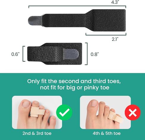 Welnove Hammer Toe Straightener - 8 Pack of Hammer Toe Splints - Toe Cushioned Bandages, Toe Corrector for Overlapping Toes, Toe Splints for Crooked Toes, Curled Toes, Bent Toes - Large (Beige) in Saudi Arabia