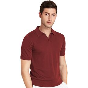 Men's Merino Wool Blend Cashmere Polo Shirt Lightweight Classic Vintage Golf Shirt for Summer in Kuwait