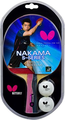 Butterfly Nakama S4 Table Tennis Racket - Carbon Fiber Power With Surprising Control - Nakama Series - Includes 2 40+ Balls - Recommended For Advanced Level Ping Pong Play in Saudi Arabia