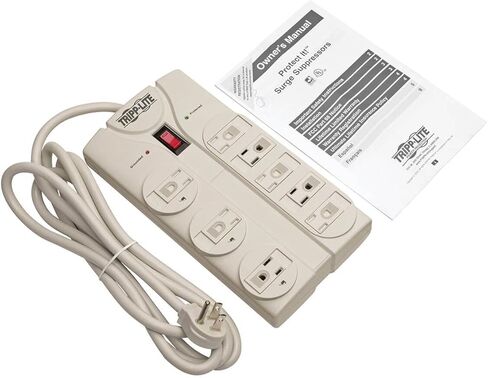 قطاع الطاقة Tripp Lite TLP808B ذو 8 منافذ للحماية من زيادة التيار، قابس الزاوية اليمنى بسلك بطول 8 أقدام، أسود، تأمين مدى الحياة in Kuwait