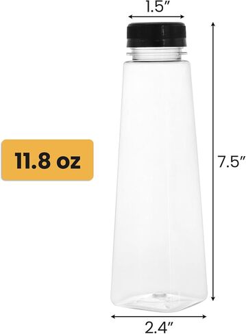 Elsjoy 24 عبوة من الزجاجات البلاستيكية سعة 10 أونصة مع أغطية، زجاجات قارورة بلاستيكية صغيرة قابلة لإعادة الاستخدام، زجاجات مسطحة مستديرة، زجاجات عصير صغيرة، حاوية مشروبات للاستعمال مرة واحدة للعصير والكحول ومقاومة للتسرب in Kuwait