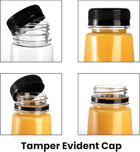 Elsjoy 24 عبوة من الزجاجات البلاستيكية سعة 10 أونصة مع أغطية، زجاجات قارورة بلاستيكية صغيرة قابلة لإعادة الاستخدام، زجاجات مسطحة مستديرة، زجاجات عصير صغيرة، حاوية مشروبات للاستعمال مرة واحدة للعصير والكحول ومقاومة للتسرب in Kuwait