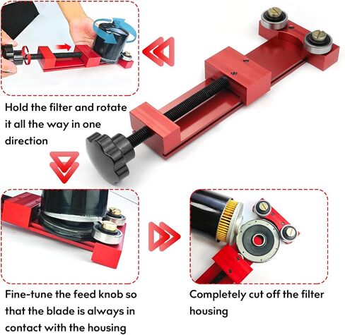 66490 Oil Filter Cutter, Adjustable Cut Range 1-3/4'' to 5-3/4'' Oil Filter Cutting Tool Aluminum, Red in Saudi Arabia