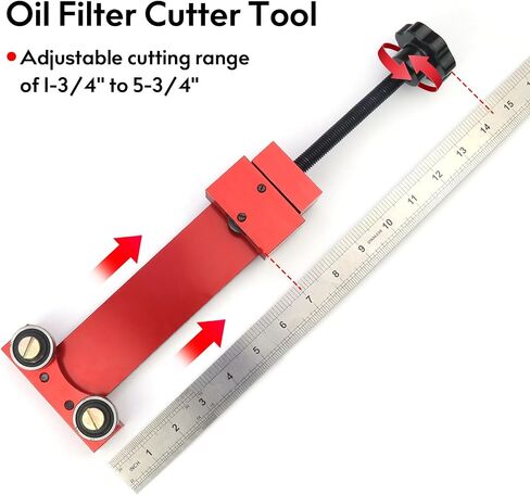 66490 Oil Filter Cutter, Adjustable Cut Range 1-3/4'' to 5-3/4'' Oil Filter Cutting Tool Aluminum, Red in Saudi Arabia