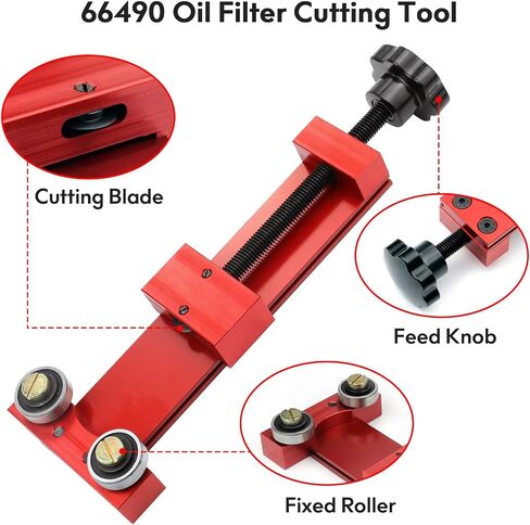 66490 Oil Filter Cutter, Adjustable Cut Range 1-3/4'' to 5-3/4'' Oil Filter Cutting Tool Aluminum, Red in Saudi Arabia