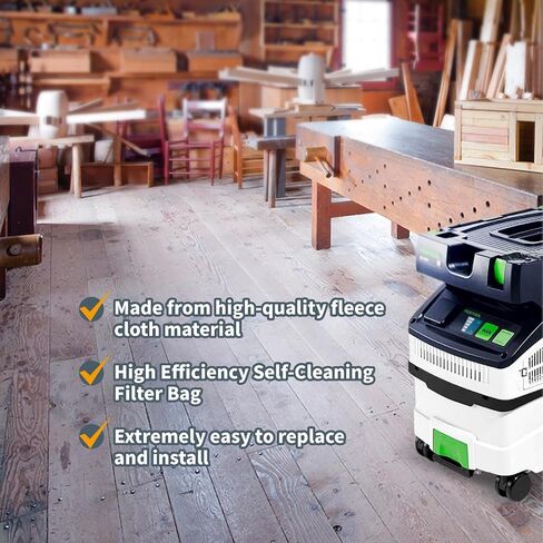 POWERTEC Shop Vacuum Bags 10PK for Festool CT MINI, CT MIDI (from 2019 onwards), CT15, CTC MINI/MIDI Dust Extractor, Replacement Fleece Filter Bags for Festool 204308 Shop Vacuum Dust Collection Bags in Saudi Arabia