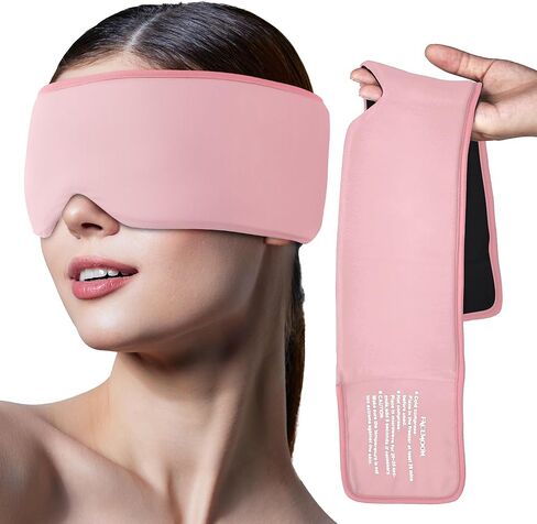 عبوة من قطعتين من أقنعة العين من جل التبريد للضغط البارد والدافئ، قناع النوم البارد للعيون المنتفخة والهالات السوداء وتخفيف الصداع النصفي والصداع، جل سميك ناعم لراحة طويلة الأمد لإجهاد العين، (أسود، أزرق) in Kuwait