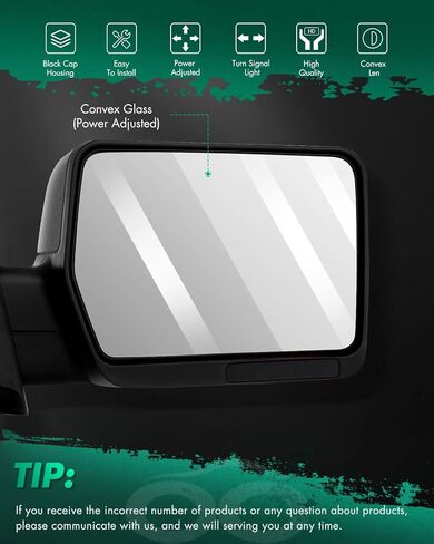 SCITOO fit for Ford for F150 Towing Mirrors with Puddle Light Black Rear View Mirrors fit 2004-2014 for F-150 with Turn Signal Lights Power Control Heated Manual Telescoping and Folding Features in Kuwait