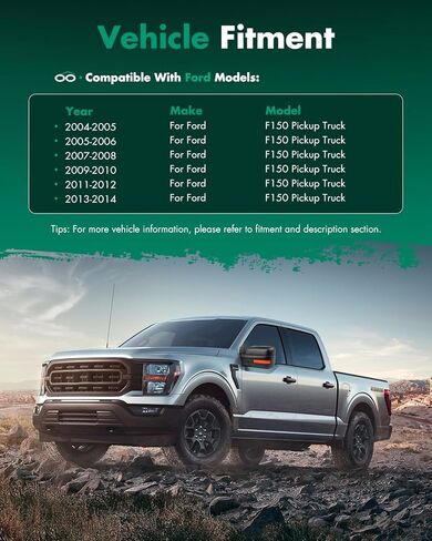 SCITOO fit for Ford for F150 Towing Mirrors with Puddle Light Black Rear View Mirrors fit 2004-2014 for F-150 with Turn Signal Lights Power Control Heated Manual Telescoping and Folding Features in Kuwait