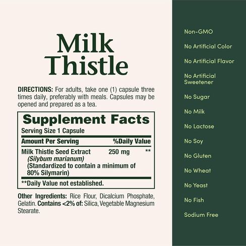 Nature's Bounty Milk Thistle Capsules for Liver Support, Herbal Supplement, 250 mg per Serving (200 Count) in Saudi Arabia