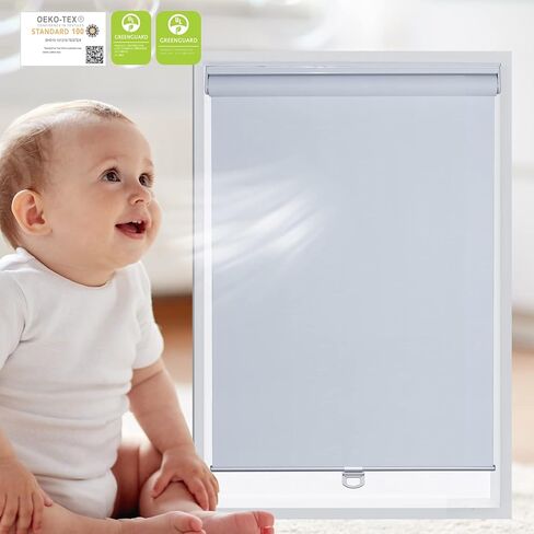 Cordless Roller Window Shades 100% Blackout Roller Shades Eco-Friendly Fabric with Jacquard Pattern (Stone Grey, 33"W X 64"H) Thermal Insulated UV Protection Blinds for Windows, Office, Home in Kuwait