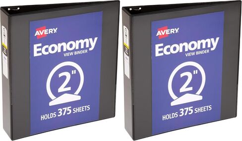 Avery Economy View 3 Ring Binder, 2" Round Rings, 1 Black Binder (05781) in Saudi Arabia