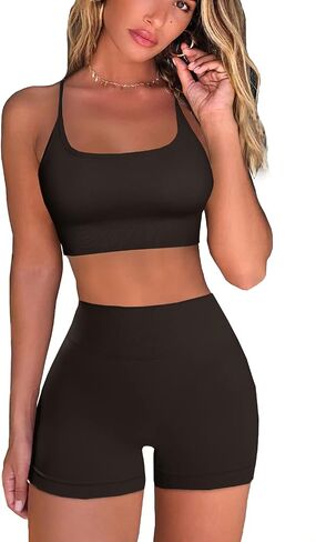 Women 2 Piece Workout Set Seamless Sport Bra High Waist Butt Lifting Sport Short Leggings Gmy Outfits. in Saudi Arabia