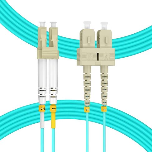 NewYork Cables Fiber Patch Cable | SC to SC Multimode Duplex OM4 50/125 Jumper Cord | 1M (3.28ft) 40gb Fiber Optic Cable (Aqua) in Kuwait
