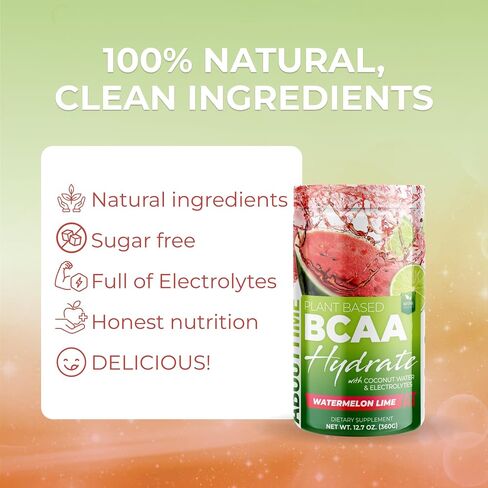 About Time Plant Based BCAA Hydrate Clear with L-Glutamine & Electrolytes (Non-GMO, Gluten Free, Monk Fruit) - Orange Cream, 20 Servings in Saudi Arabia