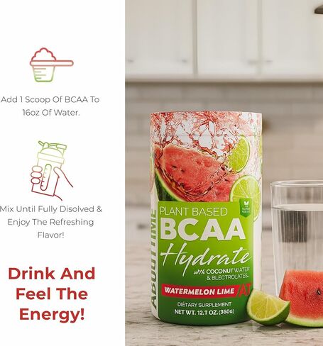 About Time Plant Based BCAA Hydrate Clear with L-Glutamine & Electrolytes (Non-GMO, Gluten Free, Monk Fruit) - Orange Cream, 20 Servings in Saudi Arabia