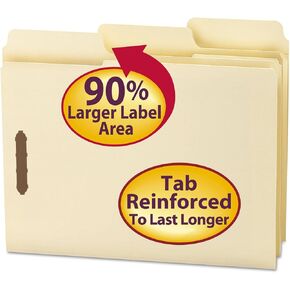 Smead SuperTab® Fastener File Folder, 2 Fasteners, Oversized Reinforced 1/3- Cut Tab, Guide Height, Letter Size, Manila, 50 Each per Box (14535) in Kuwait