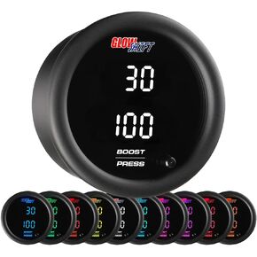GlowShift 10 Color Digital Dual Boost/Vacuum & Pressure Gauge Kit - Includes Electronic Sensors - 2 Multi-Color LED Displays - Tinted Lens - 2-1/16" (52mm) in Saudi Arabia