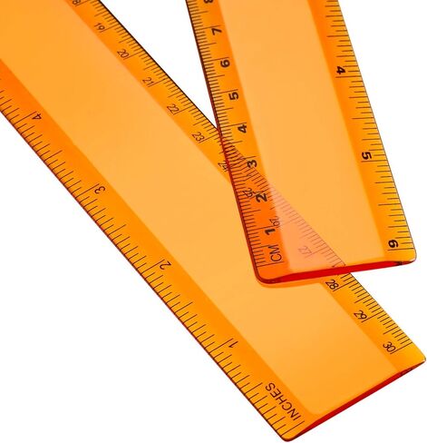 EBOOT 2 Pack Plastic Ruler Straight Ruler Plastic Measuring Tool for Student School Office (Pink, 12 Inch) in Kuwait