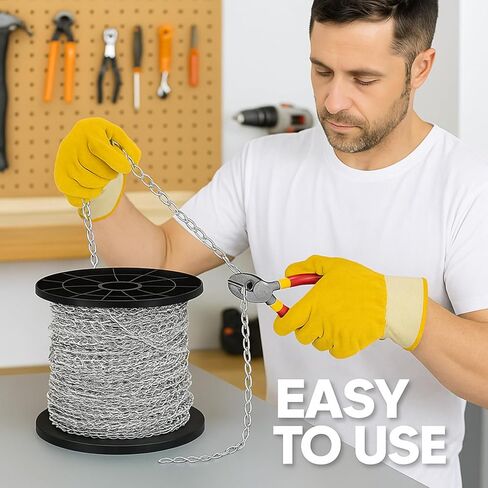 100 ft Jack Chain Galvanized Steel Hanging Chain Link Chain Black Chain Roll Chain Spool Metal Light Fixture Chain for Bird Feeders, Overhead Lights, Artworks, Flowerpots (1.3mm) in Kuwait