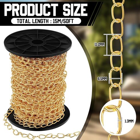 100 ft Jack Chain Galvanized Steel Hanging Chain Link Chain Black Chain Roll Chain Spool Metal Light Fixture Chain for Bird Feeders, Overhead Lights, Artworks, Flowerpots (1.3mm) in Kuwait