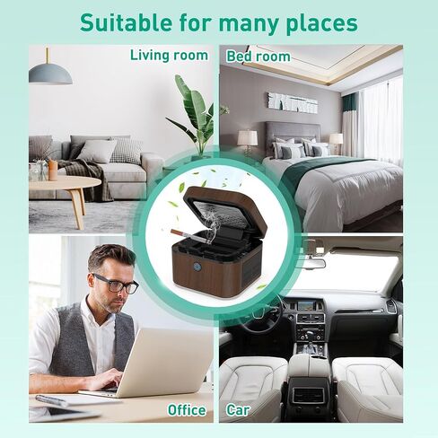 منفضة سجائر VANSU متعددة الوظائف بدون دخان لمدخن السجائر، فلتر HEPA يقلل من الدخان، منفضة سجائر دخان قابلة لإعادة الشحن عبر USB للسيارة والمكتب المنزلي (أسود) in Kuwait