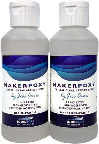 TotalBoat MakerPoxy Crystal Clear Artist's Resin by Jess Crow | Two Part Epoxy Kit for Resin Art | Use with Color Pigments & Tints | Includes Supplies | Long Working Time & UV-Resistant (Pint Kit) in Kuwait