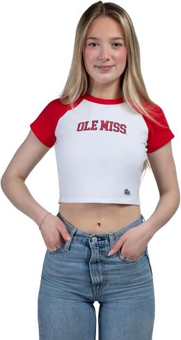 تي شيرت Hype & Vice Homerun للنساء - قميص بدون أكمام لجامعة ولاية أوهايو للنساء، تي شيرت قصير، قمصان جامعية لأيام اللعب - أحمر، مقاس صغير in Kuwait