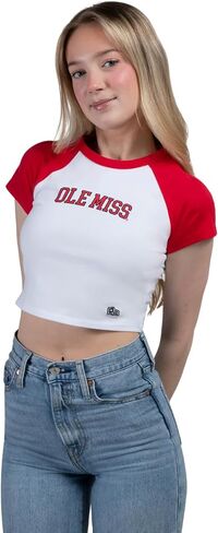 تي شيرت Hype & Vice Homerun للنساء - قميص بدون أكمام لجامعة ولاية أوهايو للنساء، تي شيرت قصير، قمصان جامعية لأيام اللعب - أحمر، مقاس صغير in Kuwait