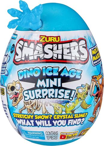 بيضة مفاجأة صغيرة من سماشرز دينو آيس إيج صابر توث تايجر من زورو مع العديد من المفاجآت! - سلايم، ديناصور، مقتنيات، ألعاب للأولاد والأطفال (صابر توث تايجر) in Kuwait