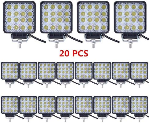 شريط إضاءة LED، Turboo 10 قطع 4 بوصة 48 وات LED ضوء عمل مربع أضواء على الطرق الوعرة أضواء LED للشاحنات، مركبات الطرق الوعرة، ATV، SUV، UTV، 4WD، Jeep، Boat والمزيد in Kuwait