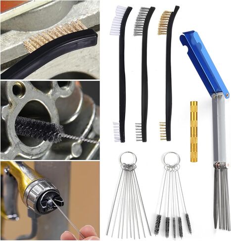 طقم تنظيف المكربن ​​، طرف الشعلة منظف مجموعة 13 أسلاك تنظيف مجموعة 8 فرش نايلون 10 إبر 1 أدوات نظافة الكربوهيدرات الحادة للدراجة النارية في الحشائش ATV. in Kuwait