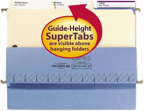 مجلد ملفات Smead SuperTab® Fastener، 2 مثبتات، كبير الحجم مقوى 1/3- شريط مقطوع، ارتفاع الدليل، حجم الحروف، مانيلا، 50 لكل صندوق (14535) in Saudi Arabia